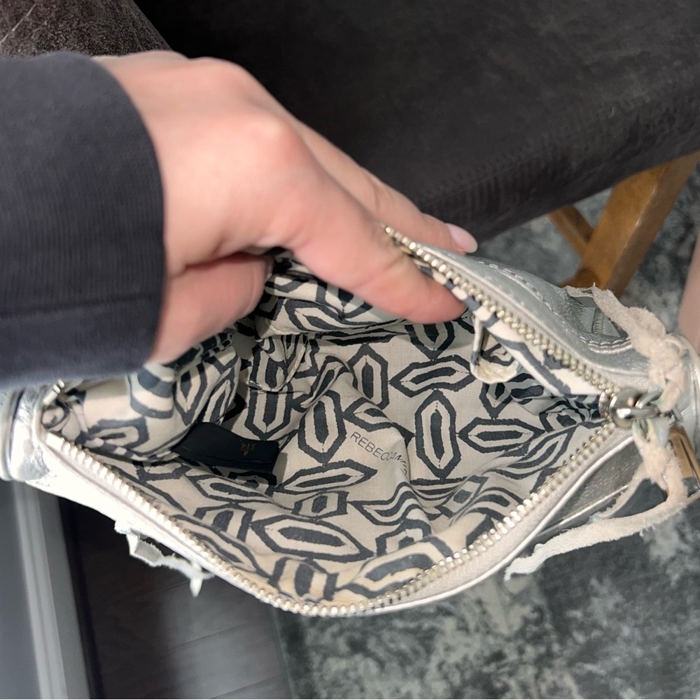 Rebecca Minkoff Mini MAC Metallic Silver Leather Crossbody Bag - Picture 6 of 9